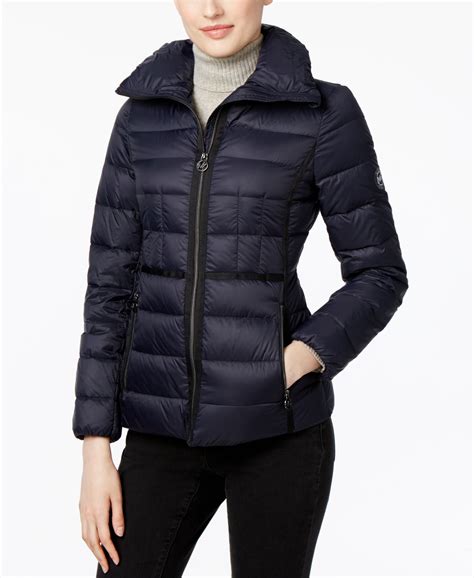 michael kors black stand collar jacket|michael kors puffer jacket macy's.